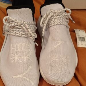 Adidas White and Black Sneakers with Knit Upper and Rope Lacing